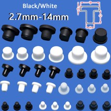 Black/White Hole Plug End Cap Round Silicone Rubber Blanking Seal Bung 2.7-14mm