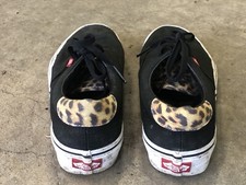 Vans Lace Black & Leopard Animal Print Heel Canvas Sneaker Pumps Shoes UK 7 USED