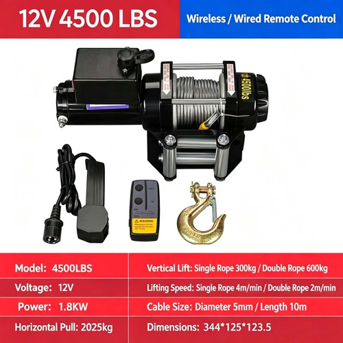 Electric winch 12v 4500lbs - winch,