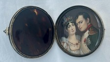 Superb Signed Antique Portrait Miniature of Napoleon & Josephine.