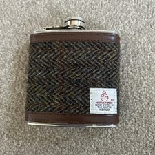 Harris Tweed Hip Flask Brown