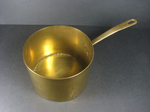 Vintage brass sauce pan with - vintage,