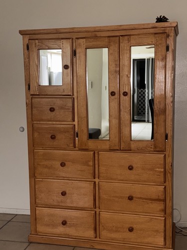 Large wooden wardrobe with - wardrobe,