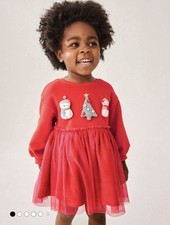 NEXT Girls Red Christmas Party Jumper Dress Size Age 6-7 Years Tulle Mesh Tutu