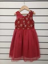 GIRLS RED FLORAL TIE BACK