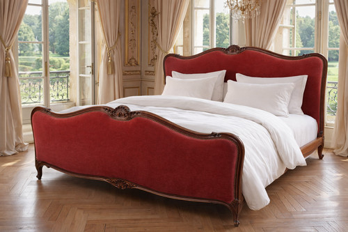 Antique french upholstered bed - french,