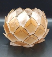 Vintage 1970s Capiz Shell Artichoke Pendant Lamp Shade - 7" Drop 9" Wide