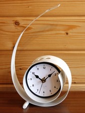 NEW 29cm Modern Mantel Clock - Metal White Upcycled Desk Clock Unique Gift