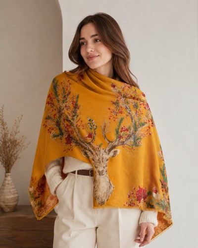 Powder mustard stag scarf new - powder,