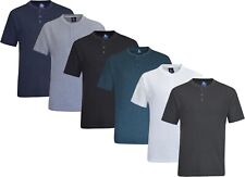 Mens Henley T-shirt Plain Grandad Neck Waffle Knit Casual Thin Summer Top M-3XL