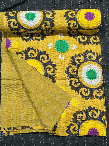 Indian yellow suzani print - indian,