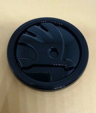 Skoda Curved Gloss Black Front Bonnet Badge Emblem 100mm 565853621 658853621