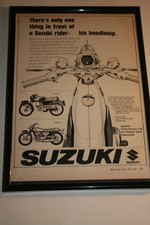 Suzuki AS 50 Sports T500 Twin Motor Cycle Framed Vintage Original 1970 Advert
