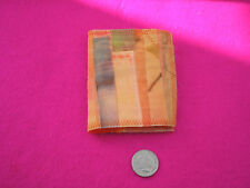 HANDMADE SMALL CARD HOLDER COVER SILK PAINTED MACHINE EMBROIDERY ORANGE/GRE