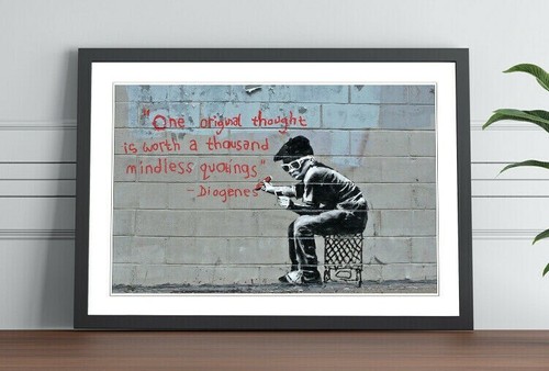Banksy original thought framed - original,