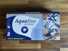 Daler-Rowney Aquafine Watercolour Gift Set Wooden Box Paint Set Brushes Pad