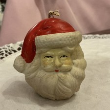 Vintage Porcelain Ceramic Santa Face head Christmas Tree Ornament