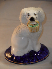 Staffordshire Figure Of A Confetti? Poodle? Dog With Basket Of Flowers 14cm High