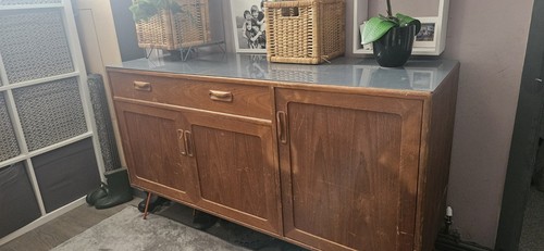 Retro mid century teak veneer - mid-century,