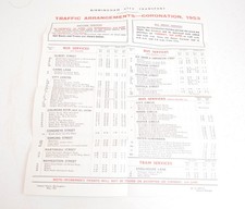 Bus Coach Timetable Poster Birmingham City Transport Coronation 1953