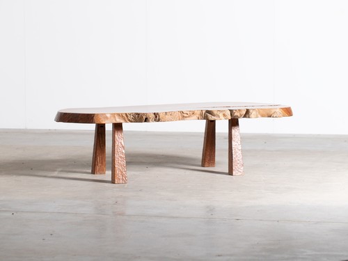 Brutalist walnut coffee table - coffee,