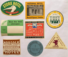 Original Vintage Luggage Labels UNITED KINGDOM - BRITAIN - HOTELS - 8pcs