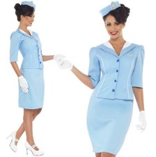 Ladies Fancy Dress Air Hostess Cabin Crew Costume Light Blue by Smiffys