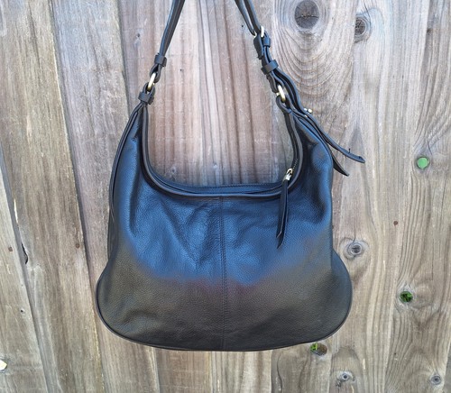 Black leather hobo - black, sarchel