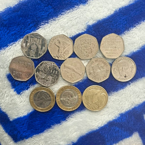 Mixed rare coin and errors50p - ,
