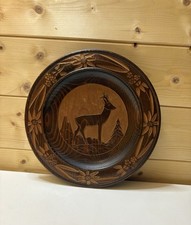 Vintage Wooden Deer Stag Plate Wall Plaque