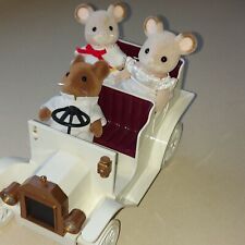 Vintage Sylvanian Families Urban Life Outing Wedding Car with 3 mice figures