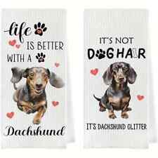 2-Pack cute dachshund  Print Tea Towels  Super Soft great gift sausage dog #5