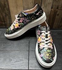 TED BAKER Womens Lonnia Court Sneakers Trainers Black Floral Size 6 RRP£135