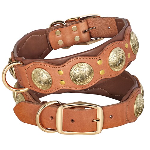 Studded leather dog collar - studded,