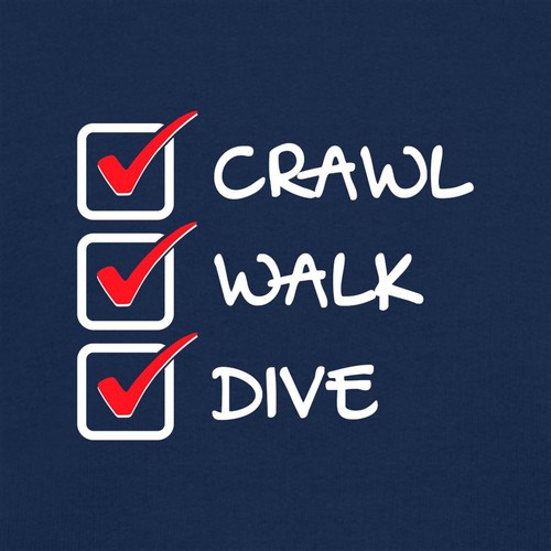 Crawl walk dive - canvas, tote