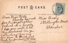 FAMILY HISTORY POSTCARD - Miss ANSTY - ALDERSHOT - WELLINGTON STREET - c1904