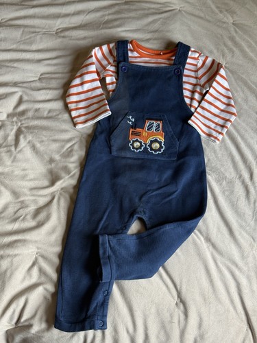 Boys blue ribbed tractor - blue,