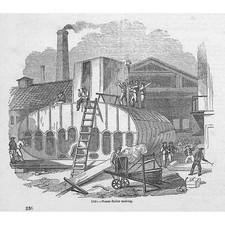 Steam Boiler Making - Antique Print 1851