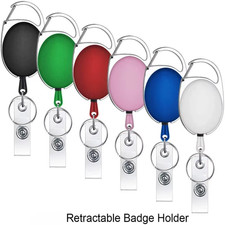 Retractable Key Chain ID Card Fob Belt Clip Lanyard Extendable
