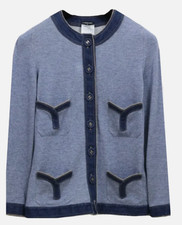 CHANEL Denim Cashmere Blend Cardigan Jacket FR 42 fits a UK 10 - small 14 fine