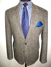 HARRIS TWEED Hacking Norfolk FIELD JACKET BLAZER 42 HERRINGBONE WOOL SPORT COAT