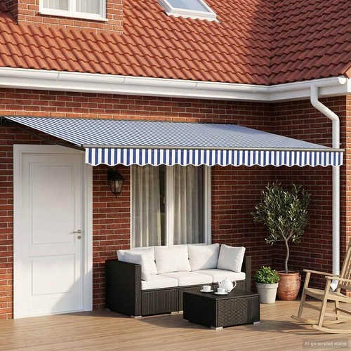 Retractable awning blue 5x3 - retractable, 5x3.5m