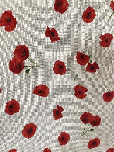 Red poppies printed - red,