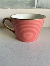 Fox & Ivy Tesco coral Mug Cup With Gold Rim lux used condition 