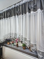 sheer curtain with grey top &