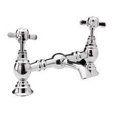 Nuie Beaumont Luxury 2-Hole Basin Mixer Tap Deck Mounted - Chrome