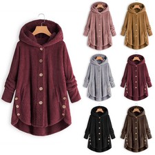 Plus Size 20 Womens Teddy Bear Fur Fleece Jacket Winter Warm Cardigan Coat Tops
