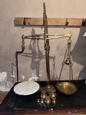 RARE Williamson & Son Antique Brass Agate Balance Scales with Imperial Weights 