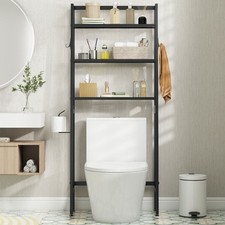 Black Over The Toilet Storage Shelf with Adjustable Bottom Bar