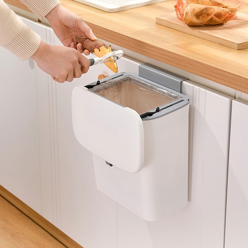 Hanging trash can with - 9l, lid